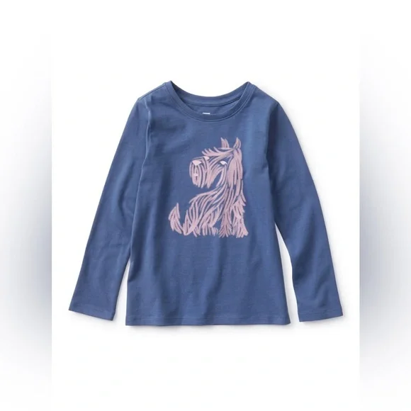 Tea Collection Kids Happy Hund Dog Long Sleeve Graphic Tee - Size 6 - Picture 1 of 10
